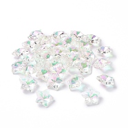 Electroplate Glass Charms, Faceted, Star, Clear AB, 13x13.5x7mm, Hole: 1.2mm(GLAA-H104-A10)