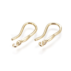 Brass Earring Hooks, with Cubic Zirconia, with Horizontal Loop, Clear, Golden, 18x2.5mm, Hole: 0.8mm, 18 Gauge, Pin: 1mm(KK-L177-39G)