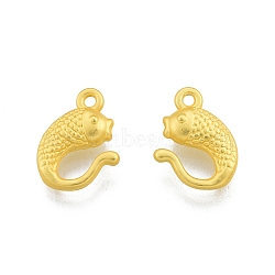 Alloy Pendants, Goldfish Charms, Matte Gold Color, 14.5x11x4mm, Hole: 1.2mm(FIND-A017-45MG)