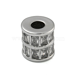 304 Stainless Steel Beads, with Glass, Column, Stainless Steel Color, 10mm, Hole: 3.5mm(STAS-U007-18A-P)