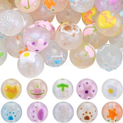 40Pcs 10 Colors Transparent Acrylic Beads, Luminous, Round, Glow in Dark, Mixed Color, 15~16.5x14.5~15mm, Hole: 3mm, 4pcs/color(OACR-SC0001-25)