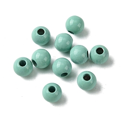 Spray Painted 202 Stainless Steel Beads, Round, Turquoise, 6x5mm, Hole: 2mm(STAS-Q321-02A-E)
