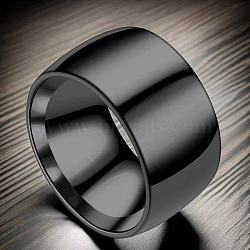 Stainless Steel Finger Rings for Men, Plain Band Rings, Black, 12mm, US Size 11(20.6mm)(FS-WG82C86-06)