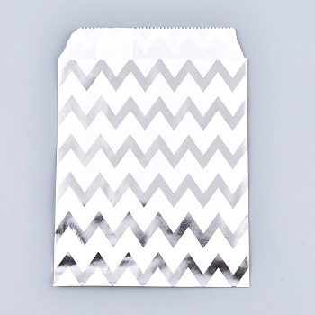 Wave Pattern Eco-Friendly Paper Bags, Gift Bags, Shopping Bags, Rectangle, Silver, 18x13x0.01cm