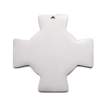 304 Stainless Steel Pendants, Stamping Blank Tag, Cross, Stainless Steel Color, 30x30x1mm, Hole: 1.2mm