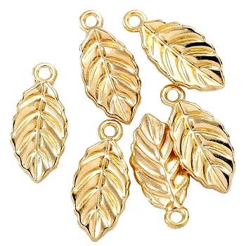 Alloy Pendants, Leaf, Golden, 15x7mm