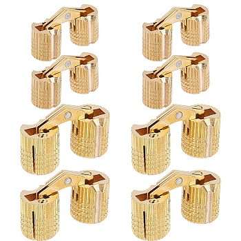 8Pcs 2 Style Brass Barrel Hinges, Invisible Hinges, for Door Window Cabinet, Golden, 18~22.5x8~10mm, Hole: 4~5x5~6.5mm, 4pcs/style