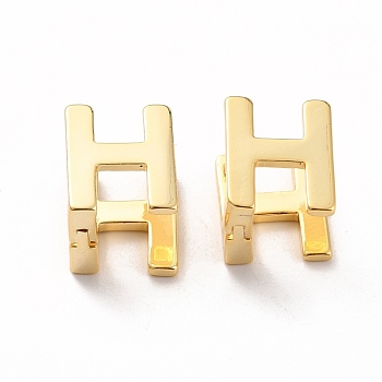 Initial Hoop Earrings for Women, Golden Letter Brass Earrings, Letter.H, 12x9.5x9.5mm, Pin: 0.8mm