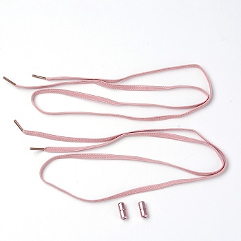 Spandex High Elastic Yarn Shoelaces, with Aluminum Buckles, Flat, Pink, 18~1020x6~8x1.5~8mm, 4pcs/set
