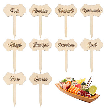1 Bag Wooden Plant Labels, for Seed Potted Herbs Flowers Vegetables, Old Lace, 75x49.5x2.5mm, 10pcs/set