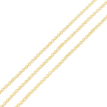 Brass Cable Chains, Long-Lasting Plated, with Spool, Cadmium Free & Lead Free, Soldered, Real 18K Gold Plated, 2x1.5x0.2mm, about 32.8 Feet(10m)/roll