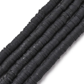 Handmade Polymer Clay Beads Strands, for DIY Jewelry Crafts Supplies, Heishi Beads, Disc/Flat Round, Black, 8x0.5mm, Hole: 2mm, about 350pcs/strand, 15.75''(40cm)