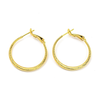 Twisted Big Ring Huggie Hoop Earrings for Girl Women, Long-Lasting Plated Brass Earrings, Real 18K Gold Plated, 34.7x29x2.8mm, Pin: 0.8mm