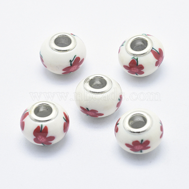 Red Rondelle Polymer Clay European Beads