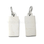 304 Stainless Steel Charms, Stamping Blank Tag, Rectangle, Stainless Steel Color, 12x2x1mm, Jump Ring: 5x1mm, 3mm Inner Diameter (STAS-B124-01C-P)