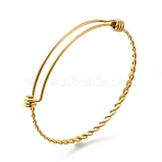 304 Stainless Steel Twist Bangles for Women, Adjustable Expandable Bangles, Golden, 1/8~1/4 inch(0.35cm~0.6cm), Inner Diameter: 2-3/8 inch(6.1cm)(BJEW-M233-01G)