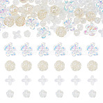 DIY Jewelry Making Findings Kits, including Acrylic Beads & Bead Caps, AB Color, Flower, Clear AB, 11.5~20.5x11.5~24x5.5~16.5mm, Hole: 1.5~2.5mm, 70pcs/set(DIY-TA0014-48)