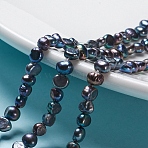 Natural Baroque Pearl Keshi Pearl, Cultured Freshwater Pearl Beads Strands, Two Sides Polished, Dyed, Nuggets, Slate Gray, 4.5~6x2.8~3.5x4.2~5mm, Hole: 0.5mm, about 37pcs/strand, 6.69 inch(17cm)(X-PEAR-I004-01A)