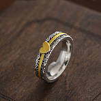 Retro Alloy Heart Finger Rings for Women, Antique Silver & Golden, US Size 7(17.3mm)(WG68F8B-01)