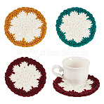 3Pcs 3 Colors Snowflake Hand-Woven Polyester Macrame Coaster, Cup Mats, Mixed Color, 100x3mm, 1pc/color(DIY-TA0013-97)
