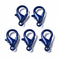 Spray Painted Eco-Friendly Alloy Lobster Claw Clasps, Cadmium Free & Nickel Free & Lead Free, Blue, 12.5x8x3mm, Hole: 1.2mm(PALLOY-T080-06E-02-NR)