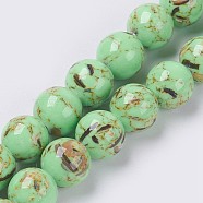 Sea Shell and Synthetic Turquoise Assembled Beads Strands, Round, Light Green, 8~9mm, Hole: 1.2mm, about 49~50pcs/strand, 15.3~15.7 inch(39~40cm)(G-G758-02-8mm)