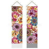 Polyester Wall Hanging Tapestry, for Bedroom Living Room Decoration, Rectangle, Flower, 1160x330mm, 2pcs/set(AJEW-WH0399-060)