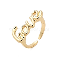 Bass LOVE Open Cuff Rings for Women, Real 18K Gold Plated, Inner Diameter: Adjustable(RJEW-U012-01G)