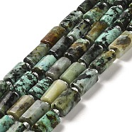 Natural African Turquoise(Jasper) Beads Strands, with Seed Beads, Faceted, Column, 8.5~11x5.5~6.5mm, Hole: 1mm, about 14~15pcs/strand, 7.48''(19cm)(G-N327-06-29)