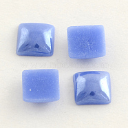 Pearlized Plated Opaque Glass Cabochons, Square, Cornflower Blue, 6x6x3mm(PORC-S802-6mm-10)