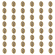 80Pcs Hollow Tibetan Style Alloy Beads, Oval, Antique Golden, 12x9x3mm, Hole: 1.6mm(TIBEB-DC0001-03)