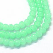 Baking Painted Imitation Jade Glass Round Bead Strands, Light Green, 10~10.5mm, Hole: 1.5mm, about 80~85pcs/strand, 31.4 inch(DGLA-Q021-10mm-22)