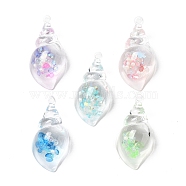 Transparent Acrylic Pendants, Conch, Mixed Color, 39x19x14.5mm, Hole: 1.5mm(OACR-M005-02)