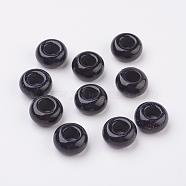 Synthetic Blue Goldstone European Beads, Large Hole Beads, Rondelle, 14x7~8mm, Hole: 6mm(G-G740-14x8mm-17)