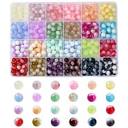 528Pcs 24 Style Mixed Style Glass Beads, Baking Paint, Two Tone, Round, Mixed Color, 7.5~8mm, Hole: 1~1.5mm, 22pcs/style(DGLA-YW0001-20)