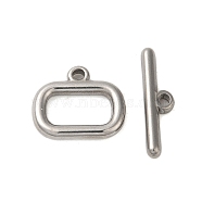 304 Stainless Steel Toggle Clasps, Oval, Stainless Steel Color, oval: 15x17x3mm, hole: 1.8mm, rod: 5.5x22x3mm, hole: 2mm(STAS-Q324-02P)