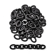 Opaque Spray Painted Acrylic Linking Rings, Quick Link Connectors, for Cable Chains Making, Frosted, Oval, Black, 24x18.5x3.5mm, Inner Diameter: 15x9mm, about 490pcs/500g(OACR-S021-27A-C01)