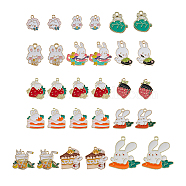 32Pcs 16 Style Easter Alloy Enamel Pendants, Rabbit/Cat Charm, Mixed Color, 17~31x13~28x1~2.5mm, Hole: 1.5~2mm, 2pcs/style(ENAM-FH0001-75)