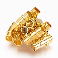 Brass Locking Tube Magnetic Clasps, Column, Golden, 15x7mm, Hole: 4.8mm(MC077-G)