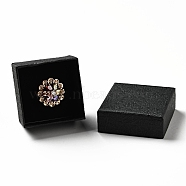 Texture Paper Jewelry Gift Boxes, with Sponge Mat Inside, Square, Black, 5.1x5.1x3.3cm, Inner Diameter: 4.6x4.6cm, Deep: 3cm(OBOX-G016-C01-B)