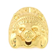 Brass Spacer Beads, Lion, Real 18K Gold Plated, 14x12.5x7.5mm, Hole: 1.6mm(KK-L219-05G)