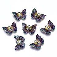 Alloy Pendants, Cadmium Free & Lead Free, Butterfly, Rainbow Color, 13x18x3mm, Hole: 1.6mm(PALLOY-N156-017-RS)