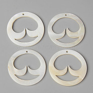 Natural Freshwater Shell Pendants, Ring, Creamy White, 30x2mm, Hole: 1.5mm(X-SHEL-N026-80)