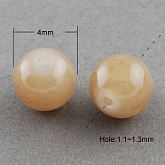 Imitation Jade Glass Beads Strands, Spray Painted, Round, Tan, 4mm, Hole: 1.1~1.3mm, about 200pcs/strand, 31.4 inch(DGLA-S076-4mm-28)
