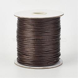 Eco-Friendly Korean Waxed Polyester Cord, Coffee, 1mm, about 169.51~174.98 Yards(155~160m)/Roll(YC-P002-1mm-1108)