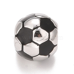 304 Stainless Steel European Beads, Large Hole Beads, Football, Stainless Steel Color, 9.5x8.5mm, Hole: 4.5mm(STAS-I194-26P)