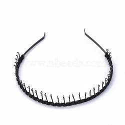 Hair Accessories Iron Hair Band Findings, with Polyester, Black, 123mm, 22.5mm(OHAR-S195-09C)
