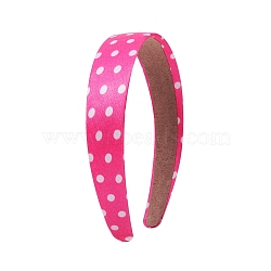 Satin Hairbands, Girls Hair Accessories, Polka Dot Pattern, Fuchsia, 140x120mm(PW-WG9EE5D-01)