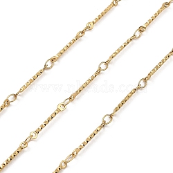 Ion Plating(IP) 304 Stainless Steel Rectangle Link Chains, Soldered, Textured, with Spool, Golden, 15x1x1mm, Ring: 2mm, about 10m/roll(CHS-G025-12G)