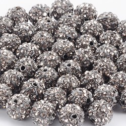 Polymer Clay Rhinestone Beads, Pave Disco Ball Beads, Grade A, Black Diamond, PP11(1.7~1.8mm), 8mm, Hole: 1.5mm(RB-H284-8MM-215)